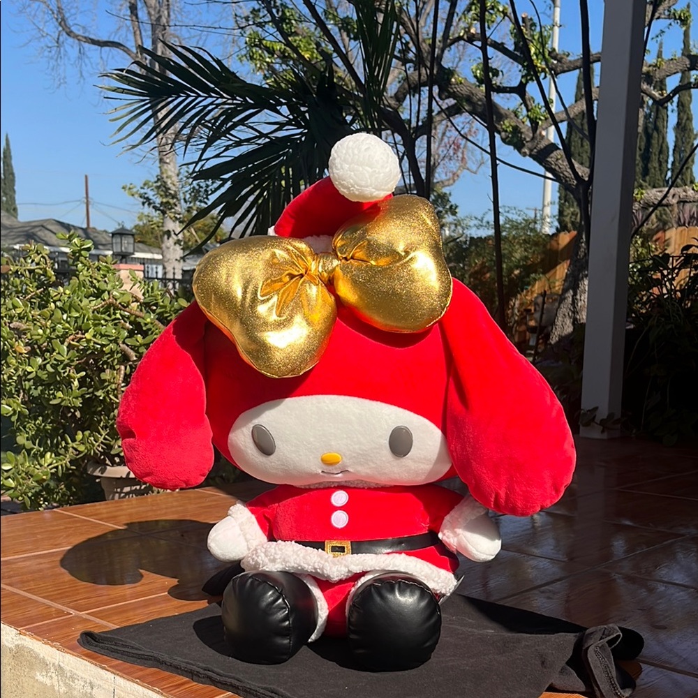 Hello Kitty Santa Plush with Gold Bow